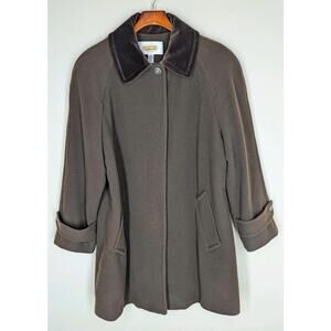 Talbots Size 10 Chocolate Brown Soft Italian Wool/Cashmere Blend Mid Length Coat